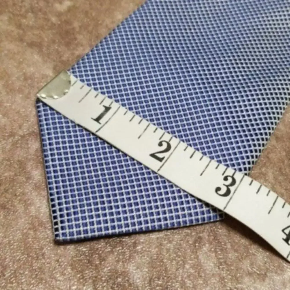 Sonja Kampy Blue & White Metallic Checkered Silk Necktie
